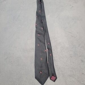 Manhattan Necktie Mens‎ OS Black Red Paisley Tonal Jacquard Made in USA Classic